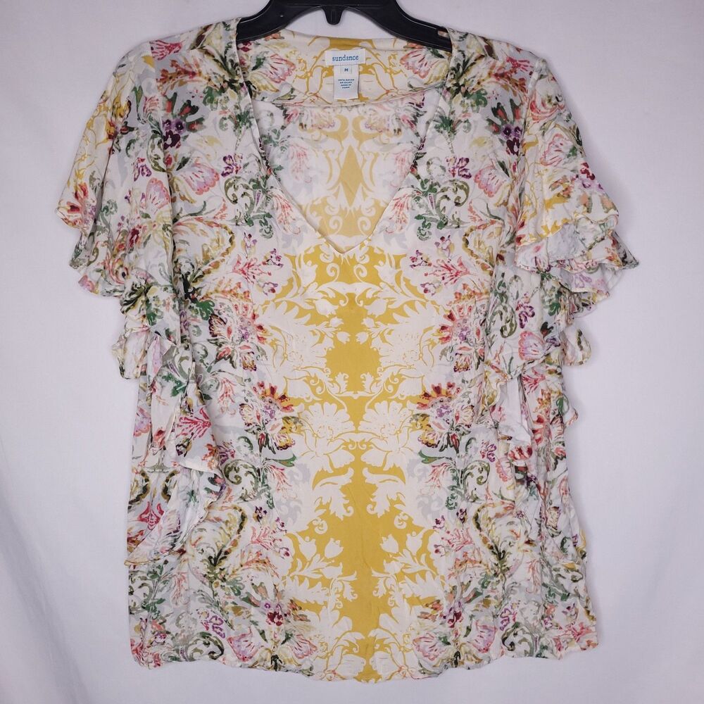 Sundance Blouse Medium Floral Colorful Arabella Flutter Sleeve